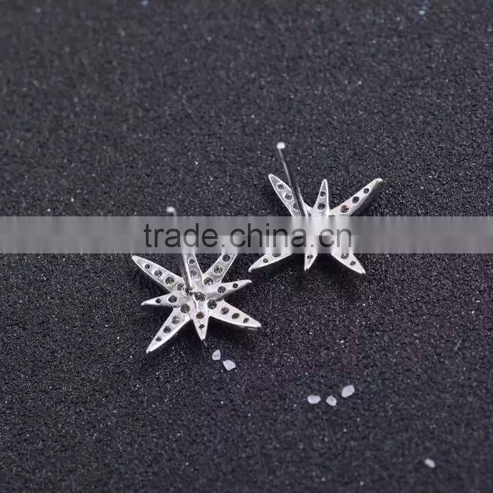 925 Silver Star white zirconia earring jewelry