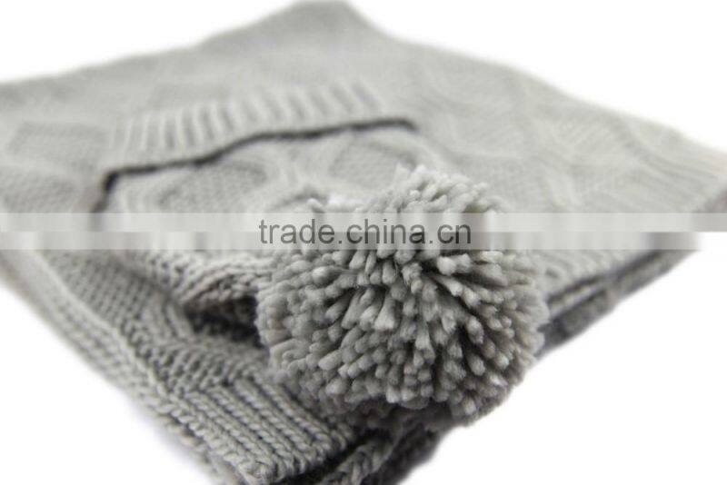 Grey chunky warm scarf women knit Hat and knit Scarf kit set