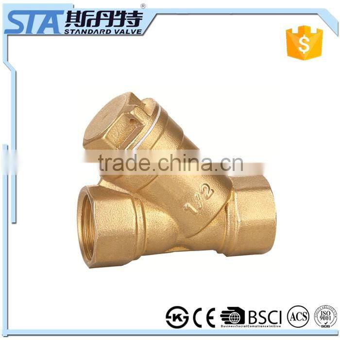 ART.4008 2'' DN50 size Brass Y strainer plug valve, fan coil heating radiator air conditioning or booster pump Y filter valve