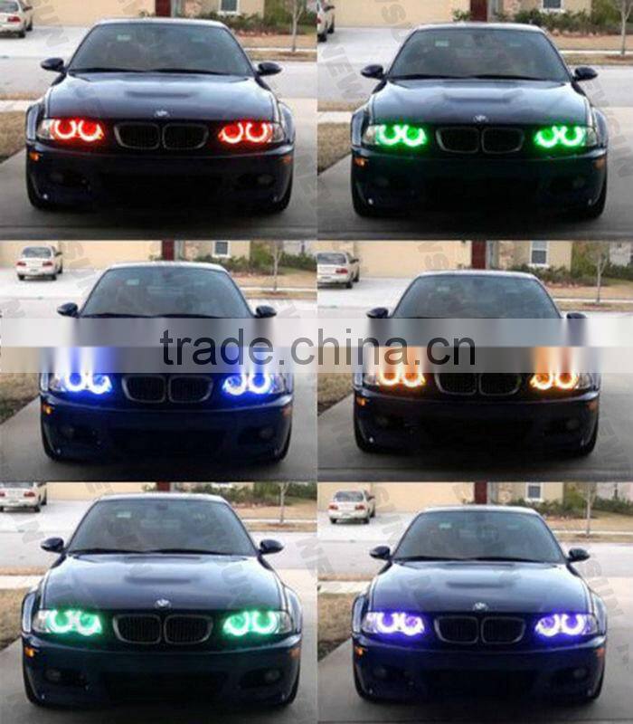 Factory New Design RGB LED Angel Eyes Kit E46 Non-projector Multi-Colour SMD 5050 LED Angel Rings Kit with remote conrol