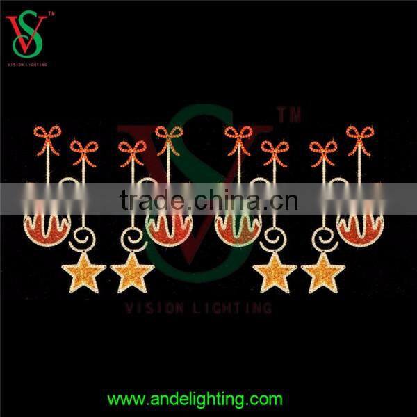 2016 new latest 2D motif cross street led light hanging star street light for outdoor street decoration