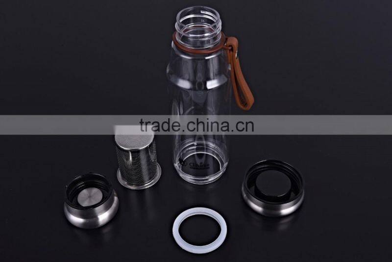 2016 hot sale tea infuser water bottle plastic water bottle