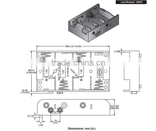 Battery Holder for 4pcs C Lithium ion Battery