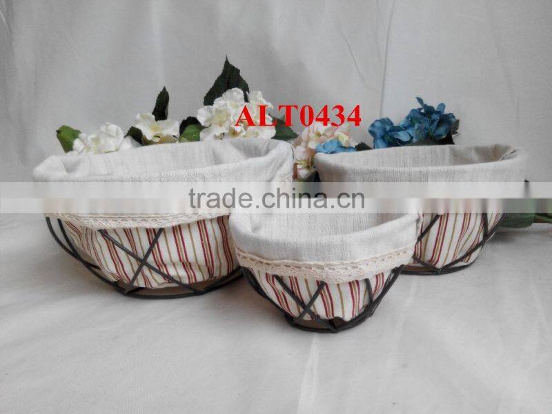 round fabric lining storage food basket for home decoration