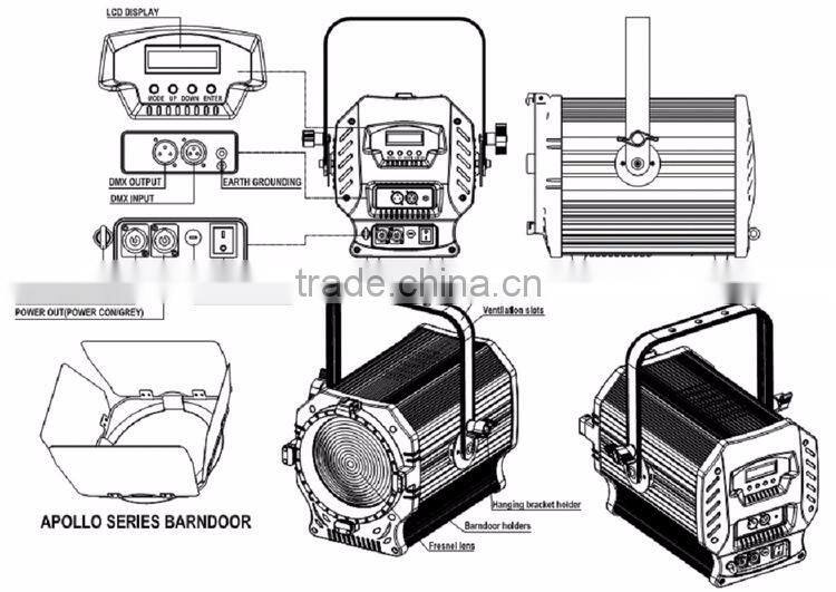 400Watt 3200K 5600K Ra 95 Electronical Zoom DMX Dimmer Sound Active Barn Door 400W COB LED Fresnel Studio TV Film SpotLight