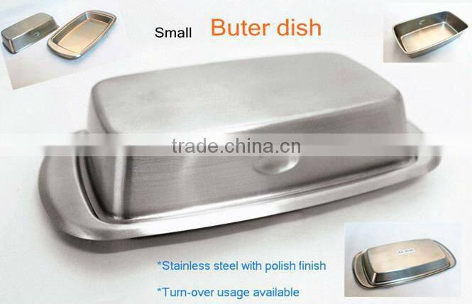 Retangular stainless steel butter dish with lid