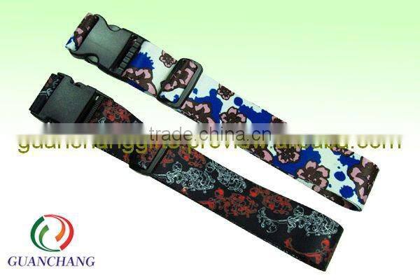silkscreen luggage belts with 3-digi combination lock