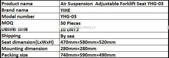Machinery Suspension Adjustable Forklift Seat YHG-03