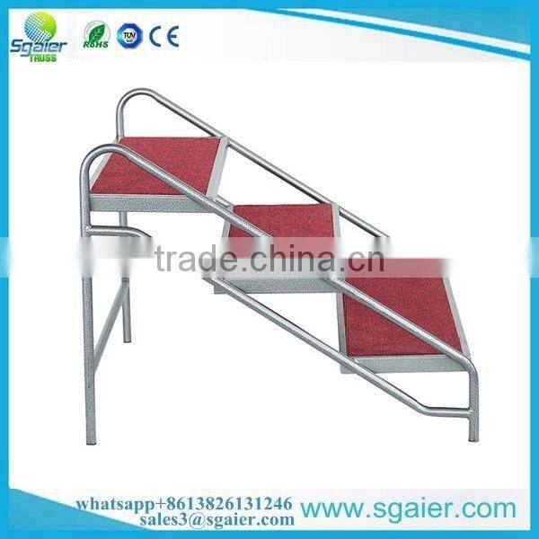 Hotel used Red color carpeted metal steel foldable stage