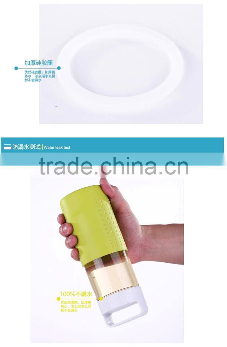 travel portable lead free silicone galss drinking bottle cup 550ml-grey