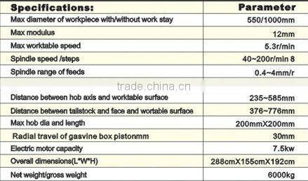 Y31100J CNC Gear Hobbing Machine