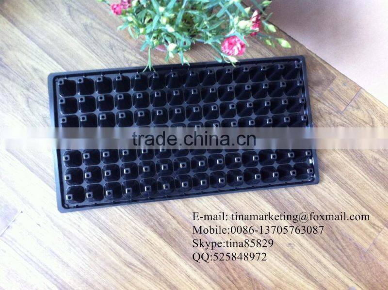 Custom Strong Quality Black Shining PS Plastic Flower Seed Starting Trays 98 Cell 530*280*55mm