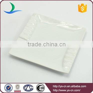 Wholesale ceramic white square restaurant custom dinner plate