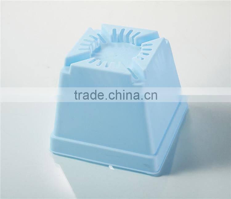 Plastic Colorful Small Square Flower Pots with Pallet Tray Saucer for Decoration of Home Office Desk Garden Flower Sh