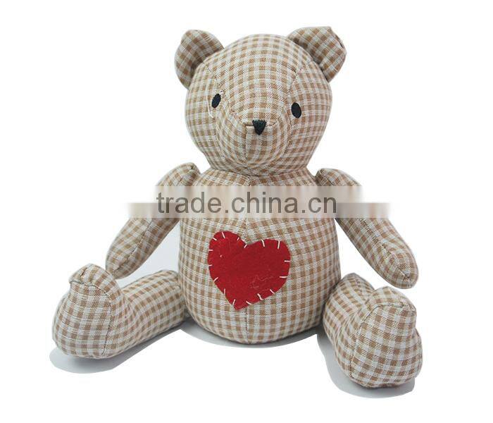 Store More Bear Checkd Cloth Sand Stuffed Cotton Animal Door Stopper