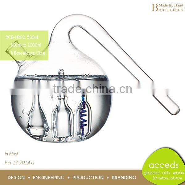 Beautiful Novelty HandBlown Borosilicate Glass Liquor Bottle