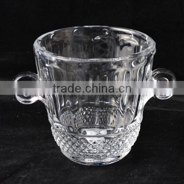unique machine made embossing glass ice bucket