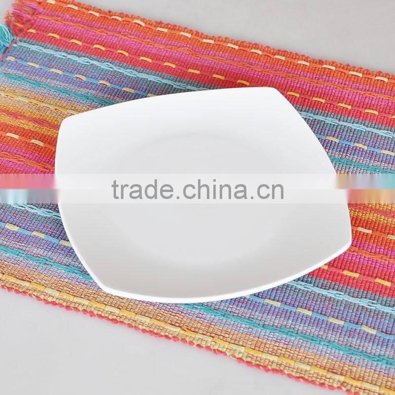 white porcelain square shape plate,porcelain plate without any decal,10.5inch 8.5" pure porcelain plate