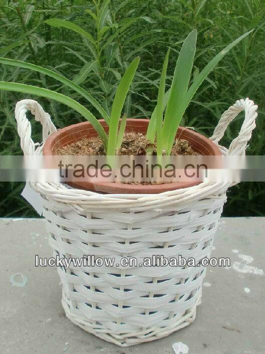 wicker basket for plant and flowers