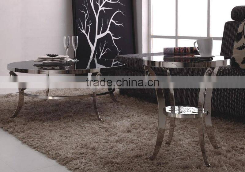 CT06 Basic designs artificial marble top coffee table with stainless steel frame.