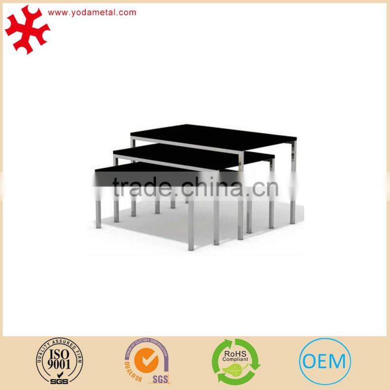 Antique home furniture wood nesting tables with cast iron legs