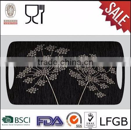 Black custom printing custom logo melamine serving trays wholesale