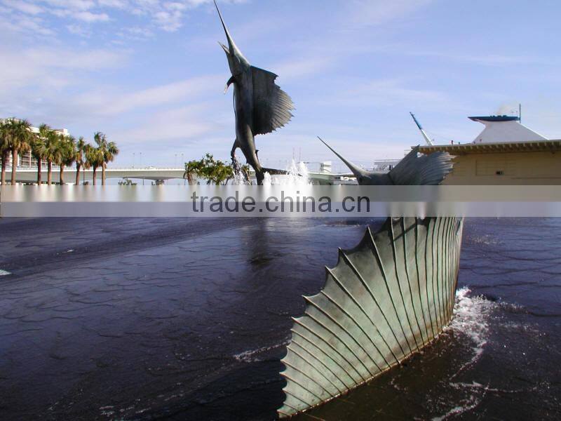 large outdoor copper sculptures bronze swordfish fountain for sale