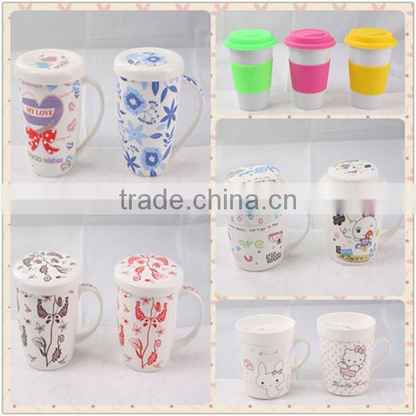 Bone-china Custom Decal Ceramic Porcelain Mug/Cup with Lid