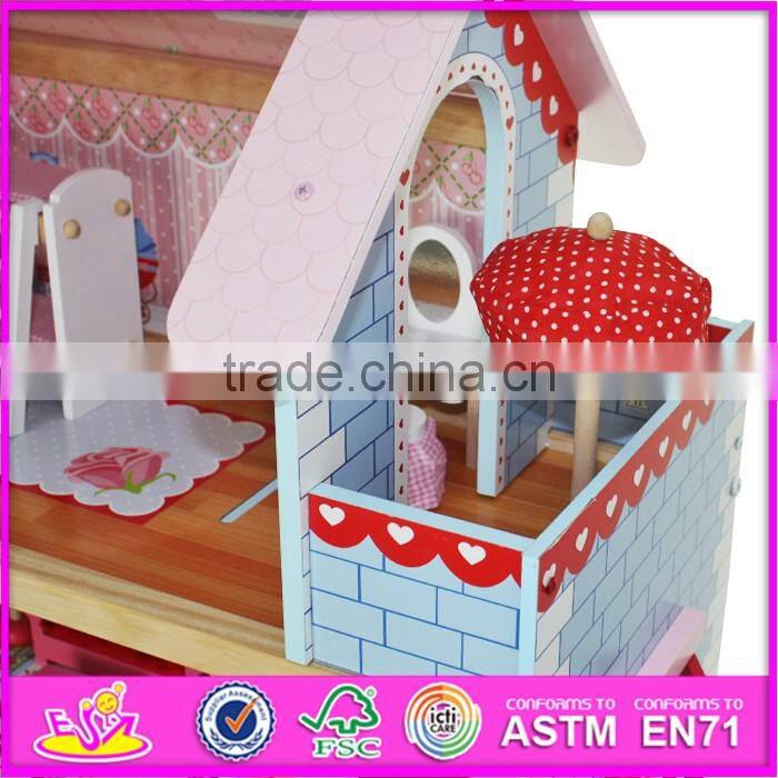 2017 New products lovely children wooden dollhouse kits W06A100