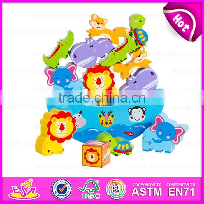 Cute squirrel balance beam educational wooden balance blocks toy for kids W13D091