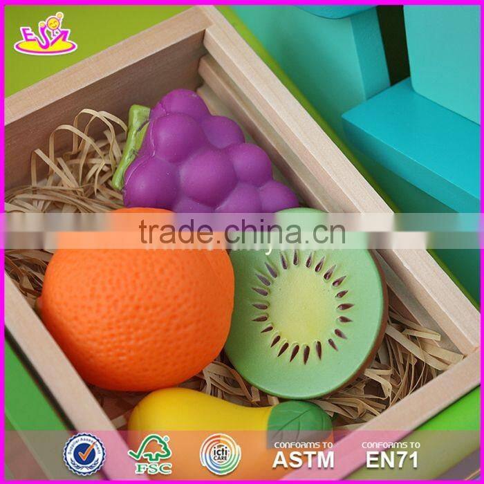 2017 New design funny fruit play set wooden kids supermarket W10A060