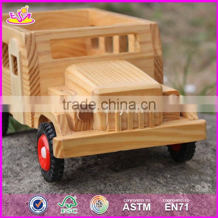 2017 New products kids small toys solid wooden toy cars and trucks W04A332
