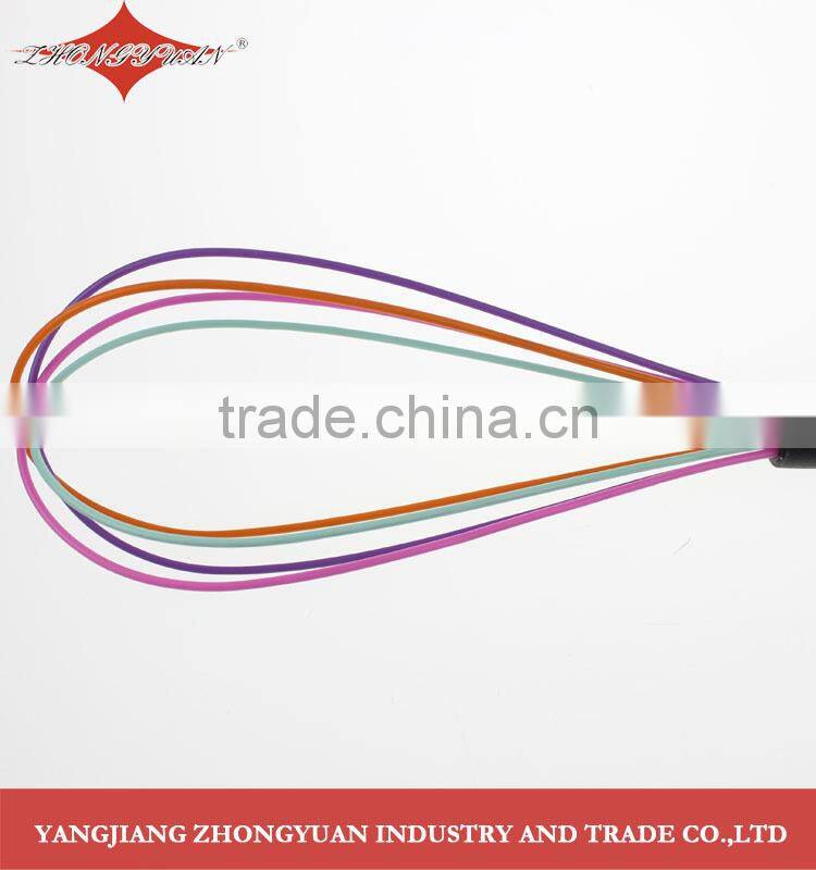 11-inch colorful silicone coated wires egg whisk with black plastic handle