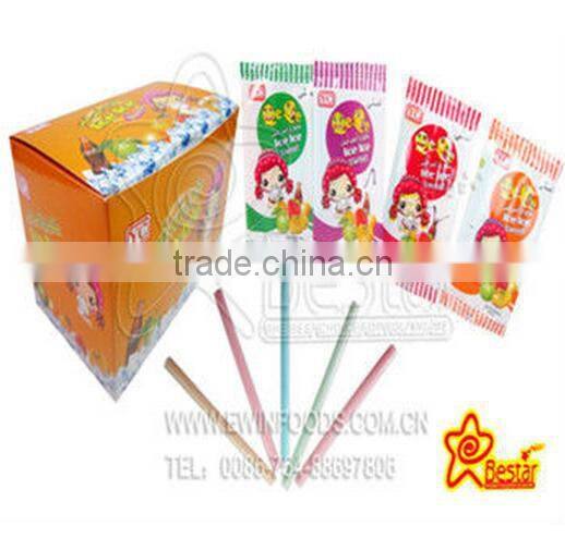 Fruity Flavor Sour Stick Gummy Candy Filled With Sour Powder
