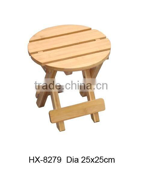 Bamboo Portable Round Small Folding Stool