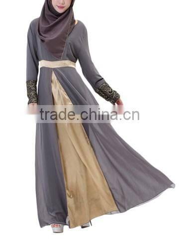 new model abaya in dubai Hijab Style Embroidery Chiffon Patch Abaya