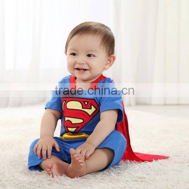 100% cotton superman baby rompers for boy