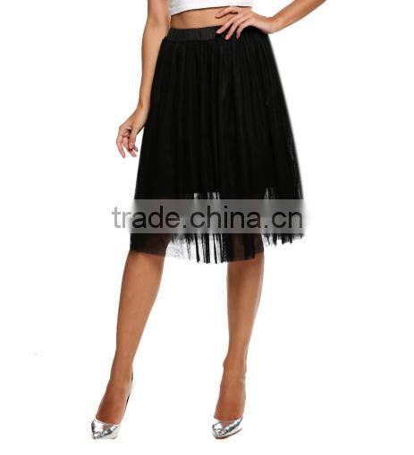 2016 New Women Princess Fairy Style 5 layers Voile Tulle Maxi Bouffant Puffy Casual Chiffon Skirt