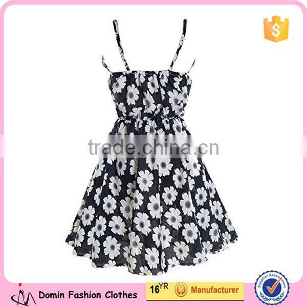 2015 New Fashion Women's Sleeveless Sheer Printed Chiffon Mini Dress