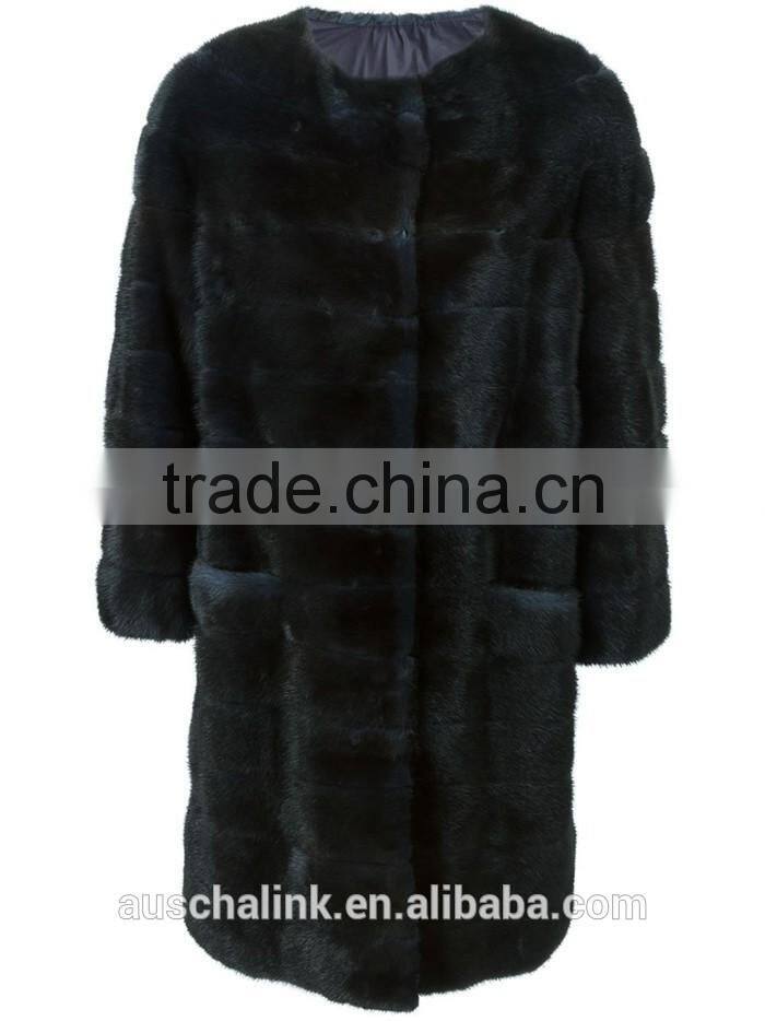 new style modern ladies black mink fur padded coat competitive price