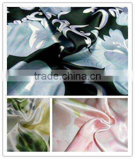polyester print satin fabric, dress satin fabric