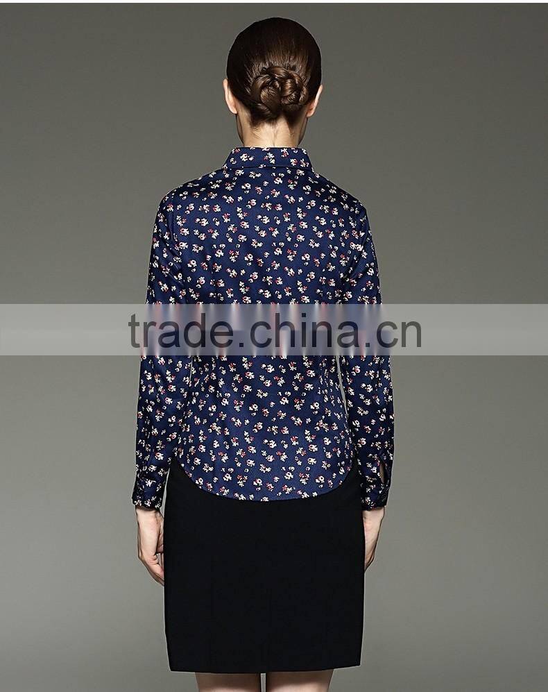 Idyllic Style Floral Printed Long Sleeve Cotton Shirt For Ladies