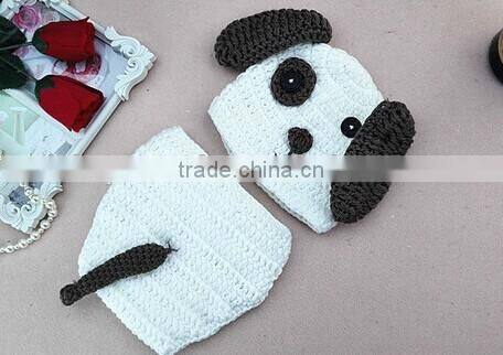 newborn baby dog hat cap cotton photography prop animal hat cap crochet knitted beanie