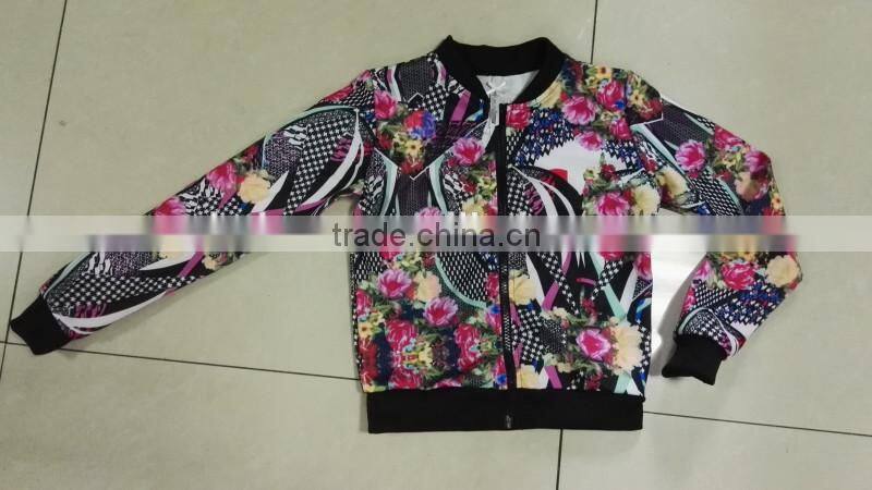 Yiwu stocks lots girl's fashion long sleeve printed jacket