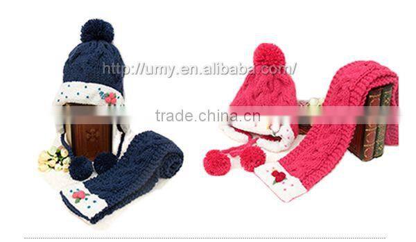 2014 high quality pom pom knitted winter beanie hat