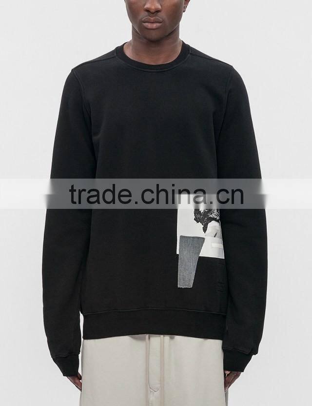 2017 wholesale high quality mens plain pullover spring sweatshirt hoody without hood