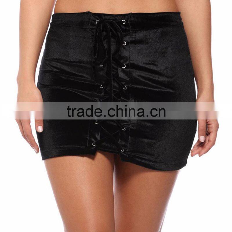 custom made latest sexy mature ladies tight mini velvet skirts