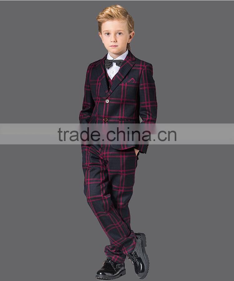 ELPA fancy fashion slimming check designer 3 piece boys wholesale suits