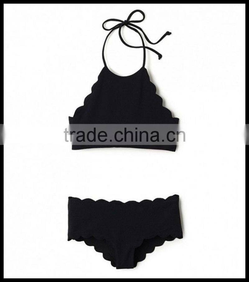 New design black Scalloped Bikini