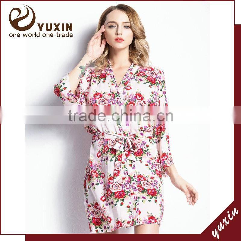 Wedding Bridesmaid White Cotton floral robe Weave Robes FR0021